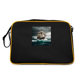 Piratenschiff auf hoher See - Retro Tasche - Schwarz/Gold - Hinten