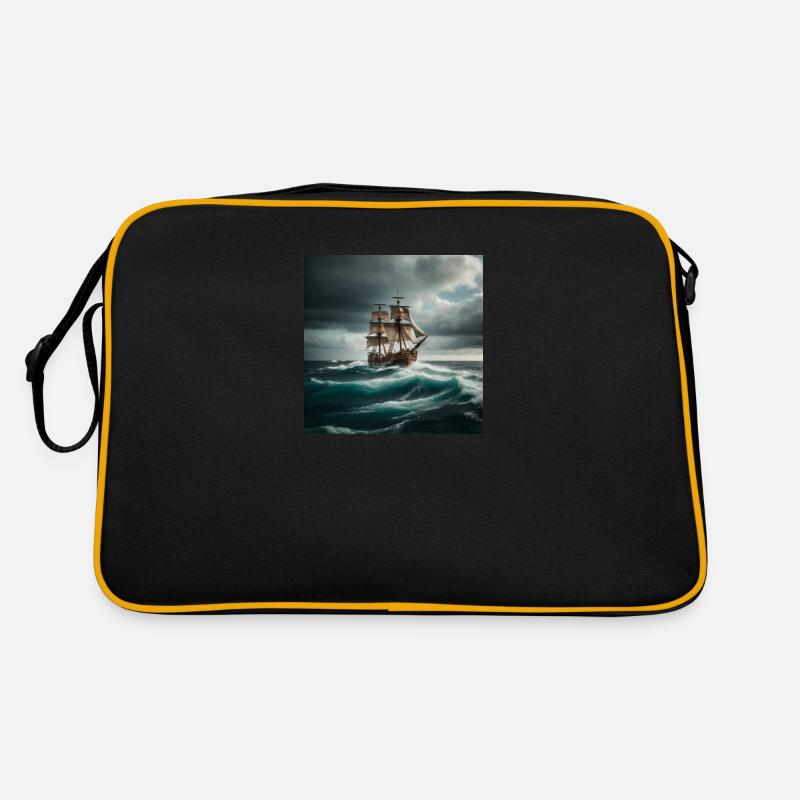 Piratenschiff - Retro Tasche - Schwarz/Gold