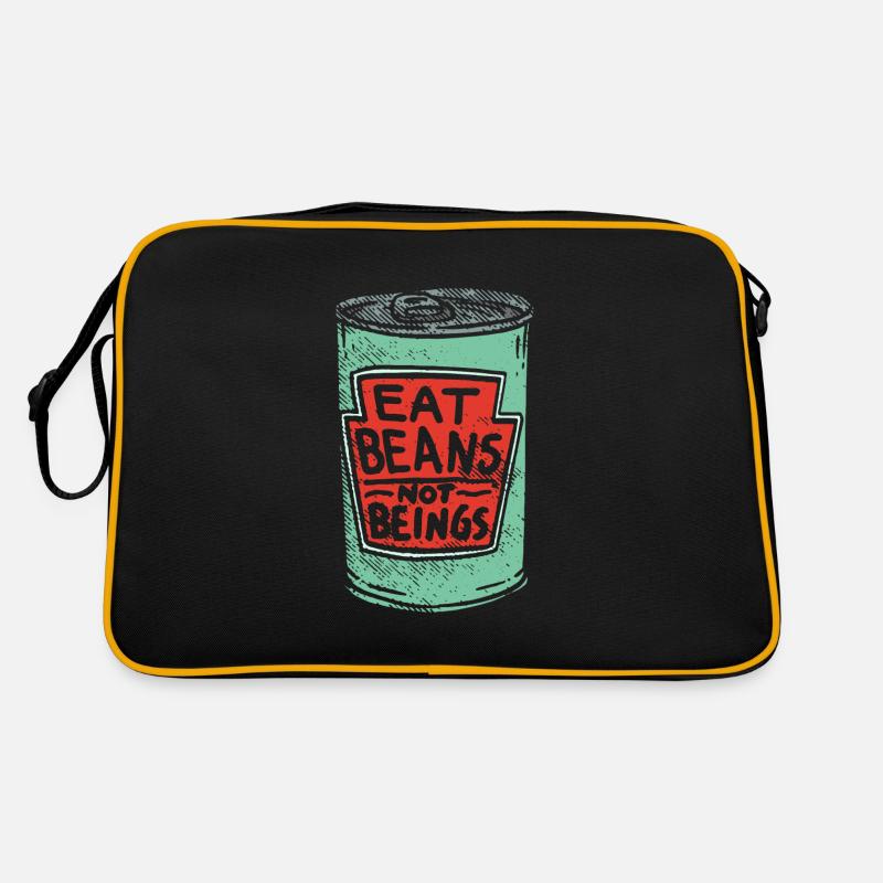 Esst Bohnen keine Lebewesen - Tierliebe - Retro Tasche - Schwarz/Gold