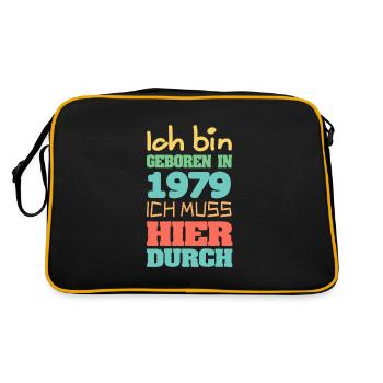 Bin geboren in 1979 - Retro Tasche - Schwarz/Gold - Hinten
