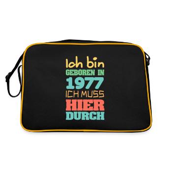geboren 1977 - Retro Tasche - Schwarz/Gold - Hinten
