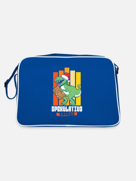 Spekulatius Saurus - Retro Tasche - Blau/Weiß - Hinten