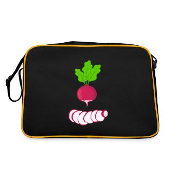 Radis rouge avec feuilles, légumes, radis - Sac Retro - noir/or - Dos