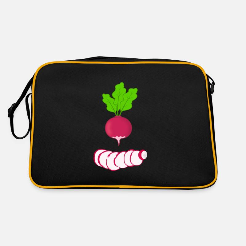 Rotes Radies mit Blättern Gemüse Radieschen Retro Tasche