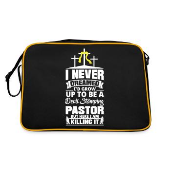 Pastor Appreciation Clergy Preacher Christian - Retro Bag - black/gold - Back