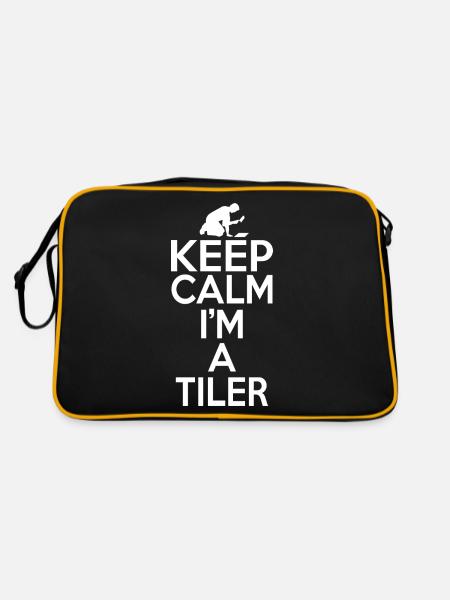 Lustiger Fliesenleger Spruch Handwerker - Retro Tasche - Schwarz/Gold - Hinten