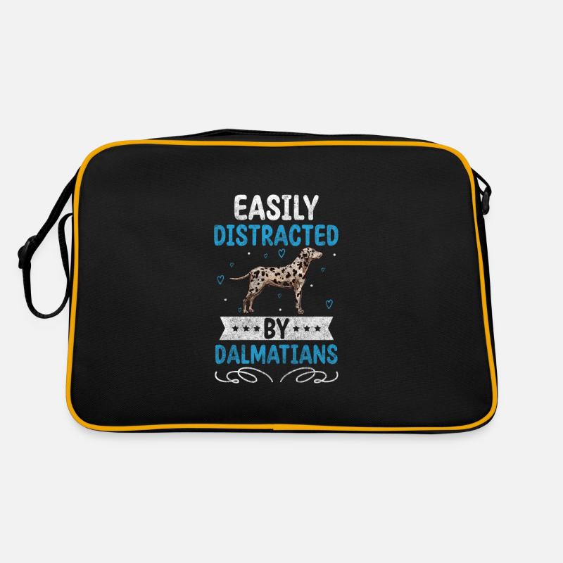 Hunderasse Pfoten Punkte - Retro Tasche - Schwarz/Gold