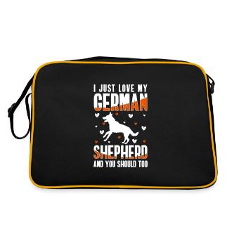Wachhund Polizeihund Rassehund Deutsch - Retro Tasche - Schwarz/Gold - Hinten