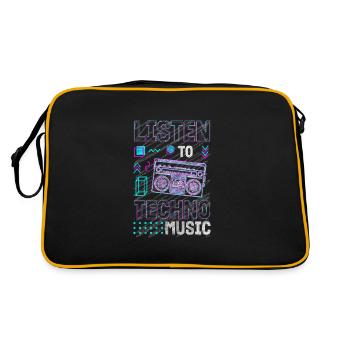 Techno Electro Music Dubstep Edm - Retro Bag - black/gold - Back