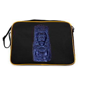 Gorila blau - Retro Tasche - Schwarz/Gold - Hinten