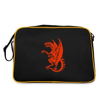 red dragon fire dragon dragon lindworm coat of arms - Retro Bag - black/gold - Back