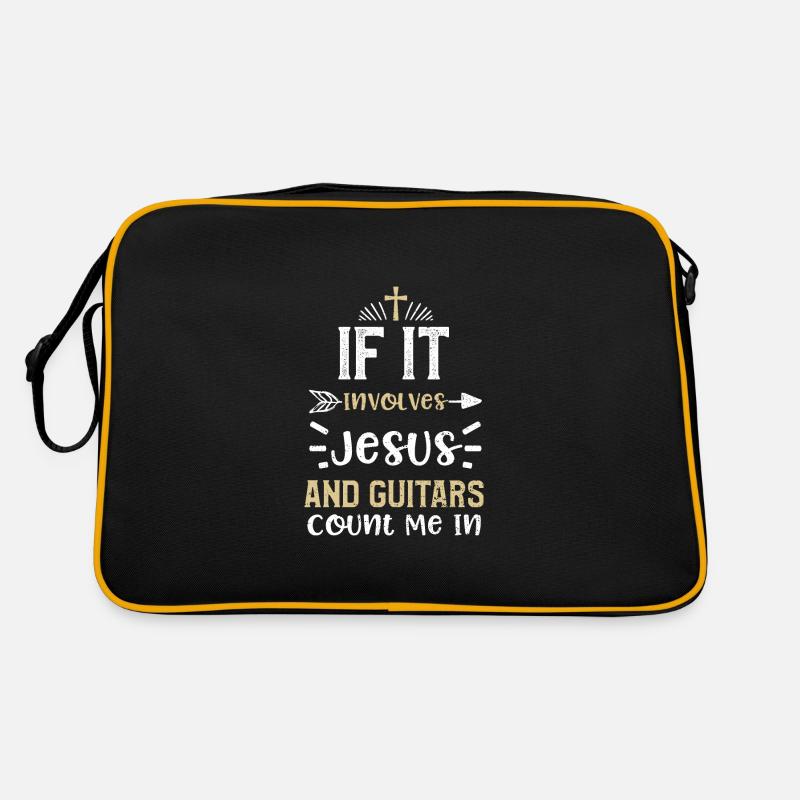 If It Involves Jesus And Guitars... - Retro Tasche - Schwarz/Gold