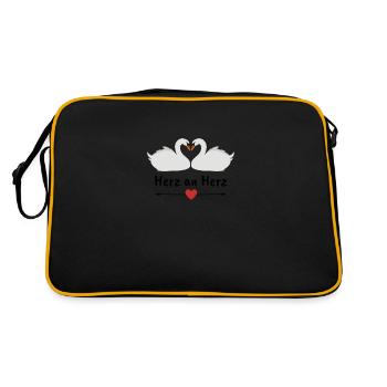 Herz an Herz - Retro Tasche - Schwarz/Gold - Hinten