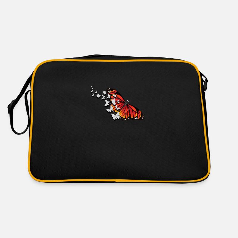 Schmetterling - Retro Tasche - Schwarz/Gold