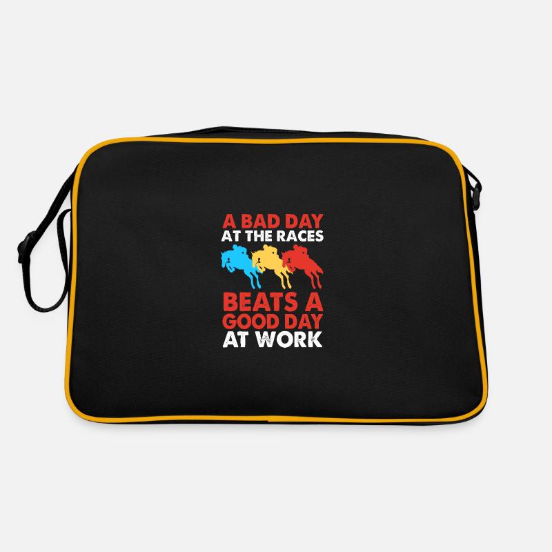 Springreiten Springpferd - Retro Tasche - Schwarz/Gold