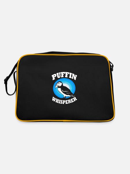 Papageientaucher Puffin - Retro Tasche - Schwarz/Gold - Hinten