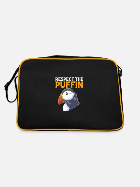 Papageientaucher Puffin - Retro Tasche - Schwarz/Gold - Hinten