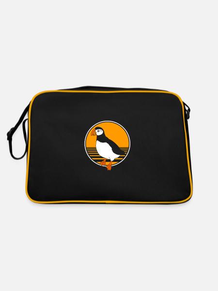 Papageientaucher Puffin - Retro Tasche - Schwarz/Gold - Hinten