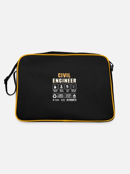 Bau Ingenieur Baustelle Bauarbeiter - Retro Tasche - Schwarz/Gold - Hinten
