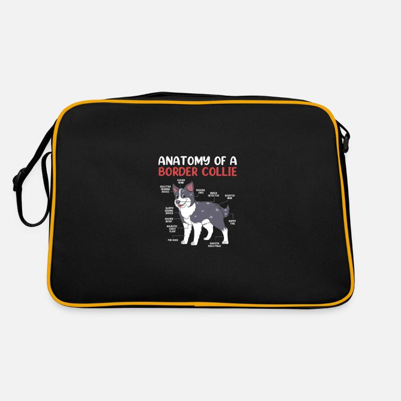 Border Collie - Retro Tasche - Schwarz/Gold