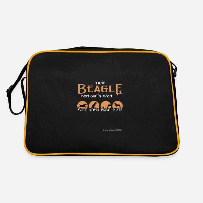 Mein Beagle hört auf´s Wort Geschenkidee Sitz Komm - Retro Tasche - Schwarz/Gold