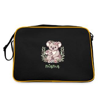 Maman Koala ours câlin I Couronne florale maman I Koala - Sac Retro - noir/or - Dos