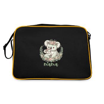 Maman Koala ours câlin I Couronne florale maman I Koala - Sac Retro - noir/or - Dos