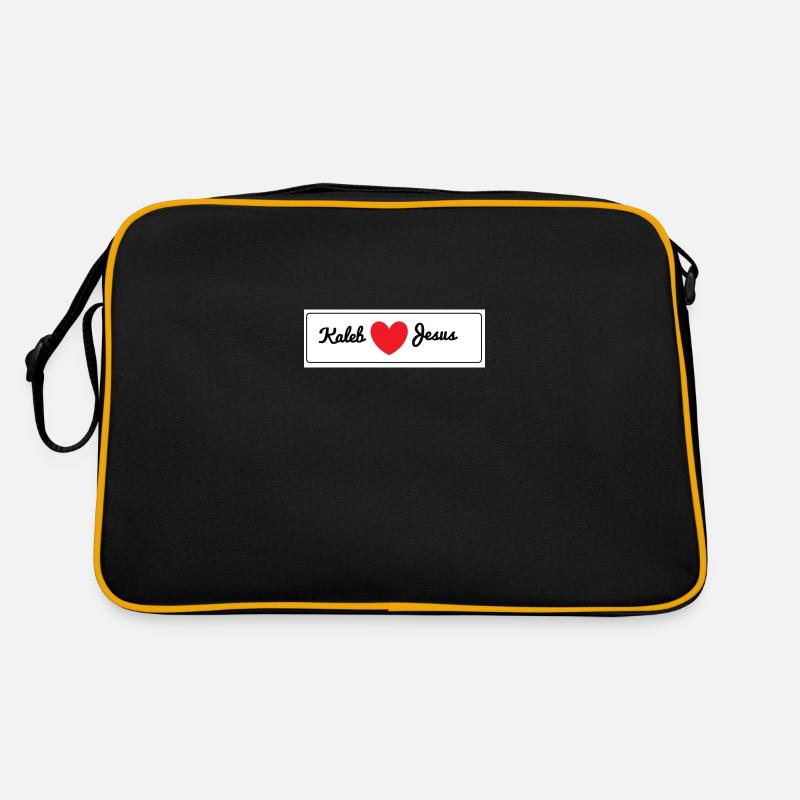 Kaleb liebt Jesus - Retro Tasche - Schwarz/Gold