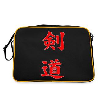Kendo Kanji design in red - Retro Bag - black/gold - Back