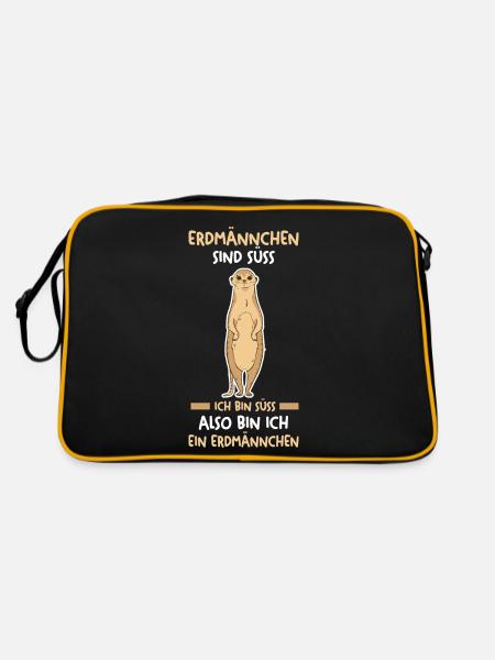Erdmännchen - Retro Tasche - Schwarz/Gold