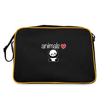 animals heart animal love text panda - Retro Bag - black/gold - Back