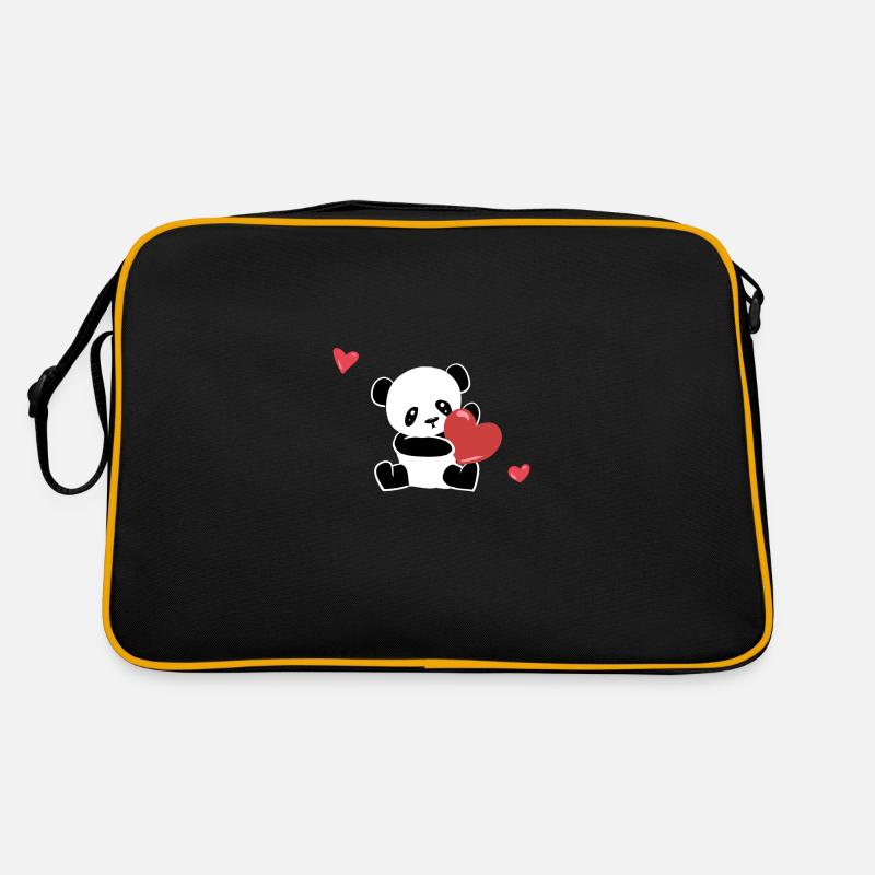 Panda Liebe Herzen Tier Süß Retro Tasche