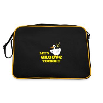 Duck dancing saying Let's groove tonight - Retro Bag - black/gold - Back