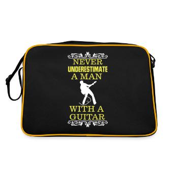 UNTERSCHÄTZE NIE EINEN MANN MIT EINER GITARRE! - Retro Tasche - Schwarz/Gold - Hinten