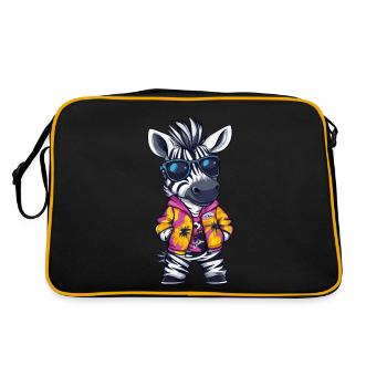 Zebra Comic Lustig Sommer - Retro Tasche - Schwarz/Gold - Hinten