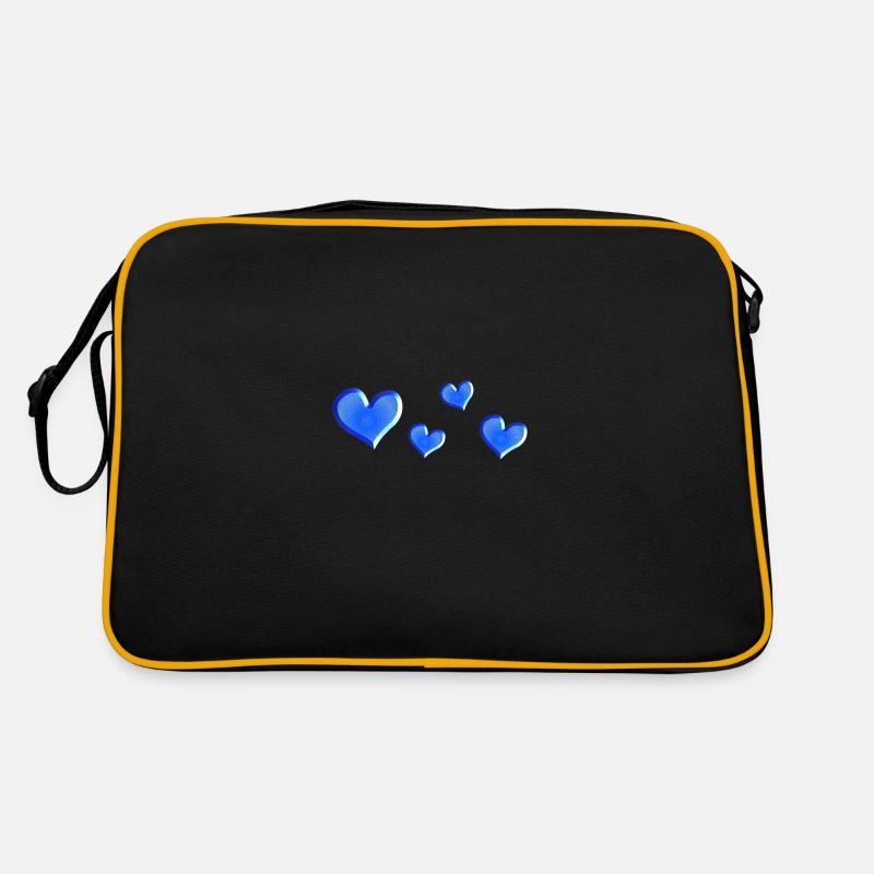 four hearts blue glittering Retro Bag