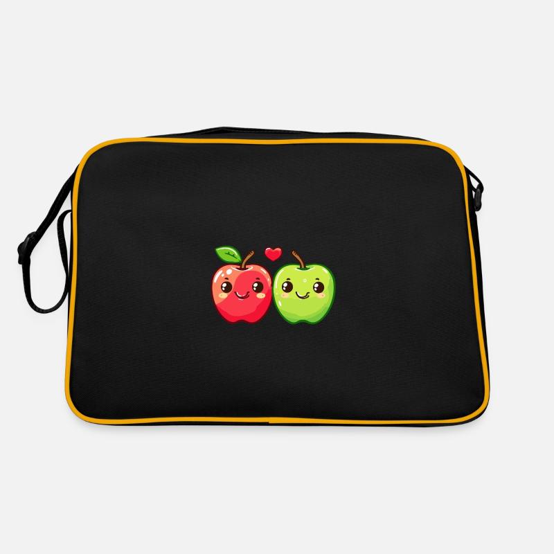 Apfel Paar Liebe Herz Valentinstag Retro Tasche