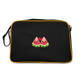 Couple de pastèque amour coeur Saint-Valentin - Sac Retro - noir/or - Dos
