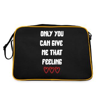 love liebe Valentinstag verliebt Englisch Spruch - Retro Tasche - Schwarz/Gold - Hinten