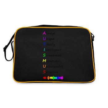 Autismus - Retro Tasche - Schwarz/Gold - Hinten