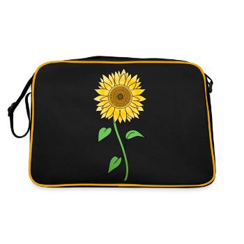 Sonnenblume - Retro Tasche - Schwarz/Gold - Hinten