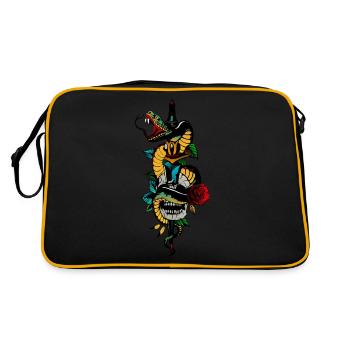 head of death snake skull old school tattoo dagger - Retro Bag - black/gold - Back