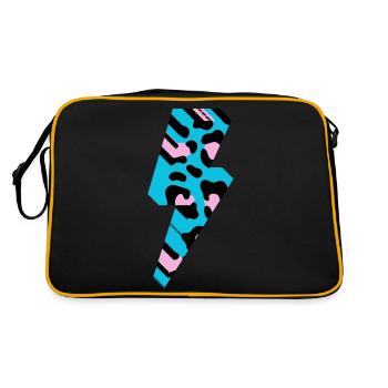 Leopard Blitz 3D - Retro Tasche - Schwarz/Gold - Hinten