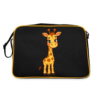 Girafe : taches jaunes et noires, yeux verts - Sac Retro - noir/or - Dos