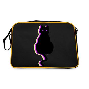 Leuchtkatze pink - Retro Tasche - Schwarz/Gold - Hinten