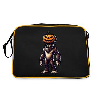 Halloween Kürbis Bigfoot Sasquatch Cartoon Hut - Retro Tasche - Schwarz/Gold - Hinten
