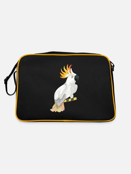 Kakadu Papagei Design - Retro Tasche - Schwarz/Gold - Hinten