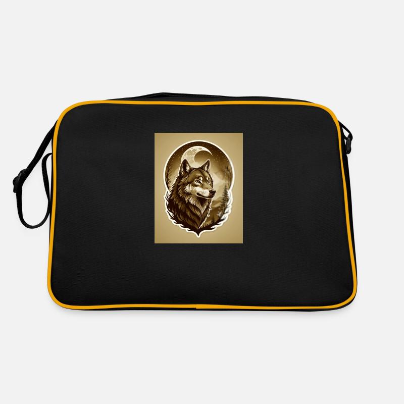 Wolf in the moonlight - Retro Bag - black/gold