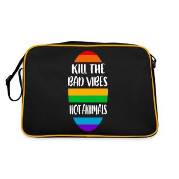 kill the bad vibes not animals - Retro Tasche - Schwarz/Gold - Hinten