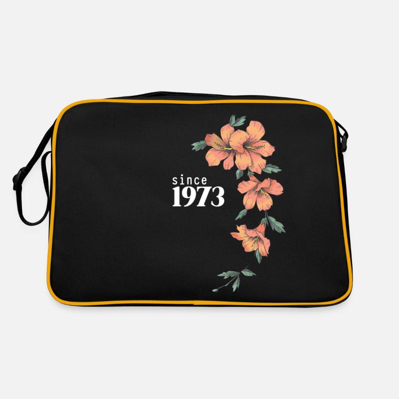 depuis 1973 Fleur d’hibiscus Fleur Anniversaire Dames - Sac Retro - noir/or